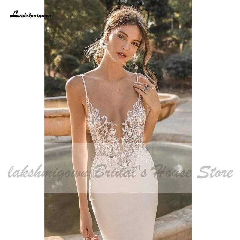 Mega Sale Roycebridal Sexy Bridal Mermaid Wedding Dresses Backless Beaded Lace Bodice