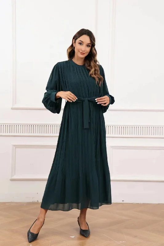 Evening Elegance Emerald Grace Midi Dress