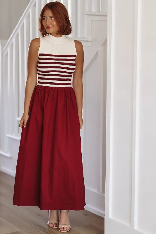 Discount Extravaganza Admiring Classic Midi Dress - Burgundy