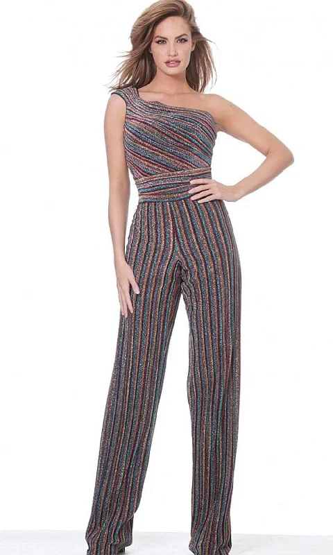 Limited Time Offer Jovani - M03528 Colorful Asymmetrical Jumpsuit