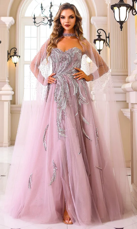 Don't Miss Out Terani Couture 251M4410 - Strapless Sweetheart Evening Gown with Cape