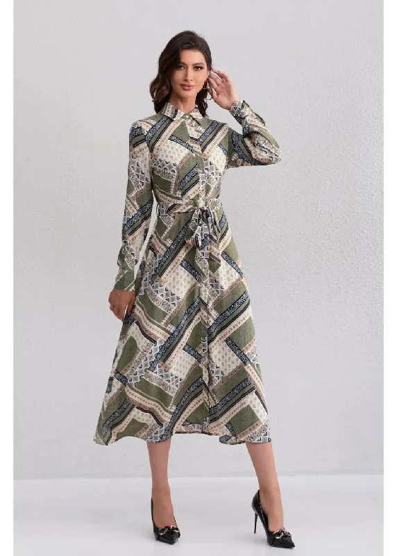 End Of Season Sale Autumn Mosaic Midi Dress