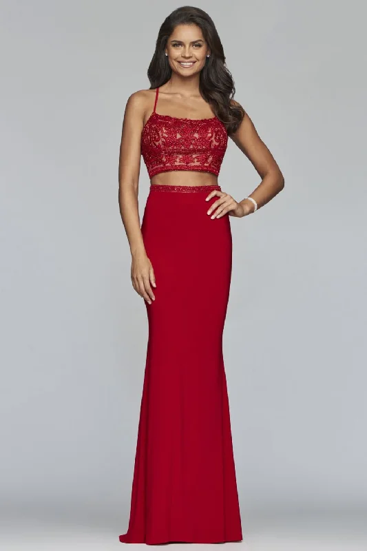 Chic Style Faviana - S10272 Beaded Applique Two-Piece Sheath Gown