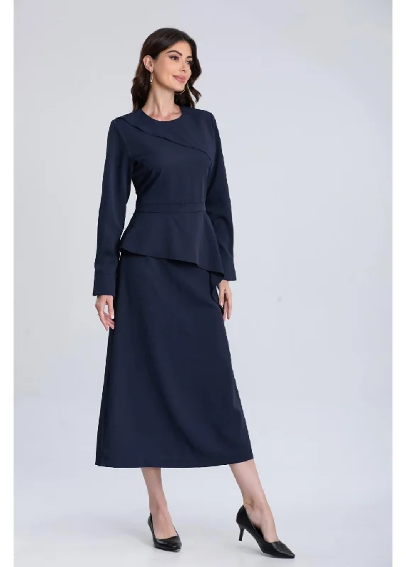 Seasonal Fashion Navy Elegance Midi Dress