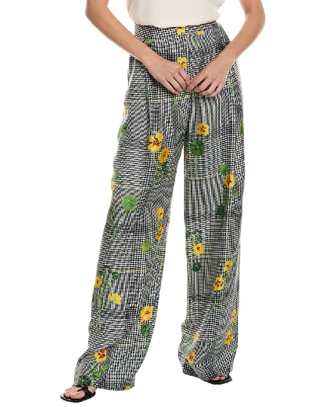 Trendy Urban Attire Oscar de la Renta Wide Leg Silk Trouser