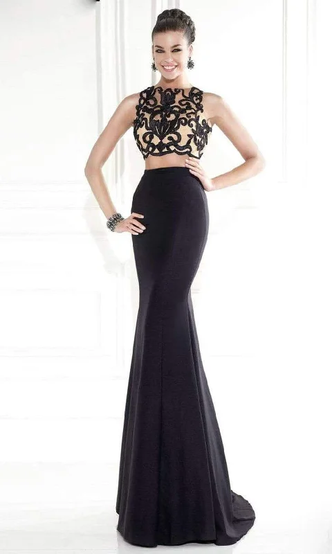 Versatile Wardrobe Essentials Tarik Ediz - 92564 Embroidered Crop Top Two-Piece Gown