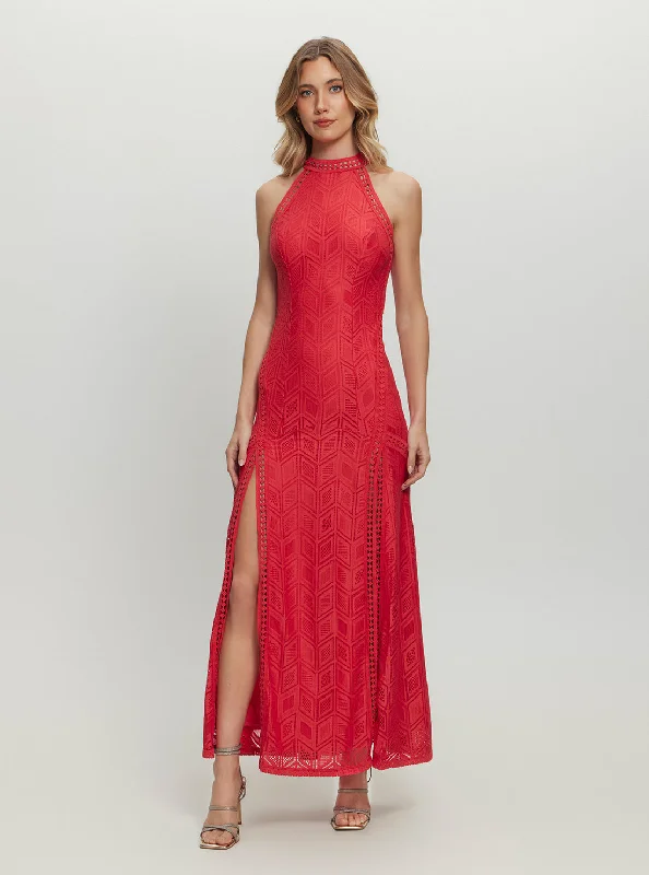 Trend Setting Wardrobe Red Breeze Geo Lace Maxi Dress