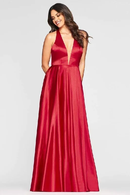 Elegant Style Faviana - S10403 Deep V-neck Charmeuse A-line Gown