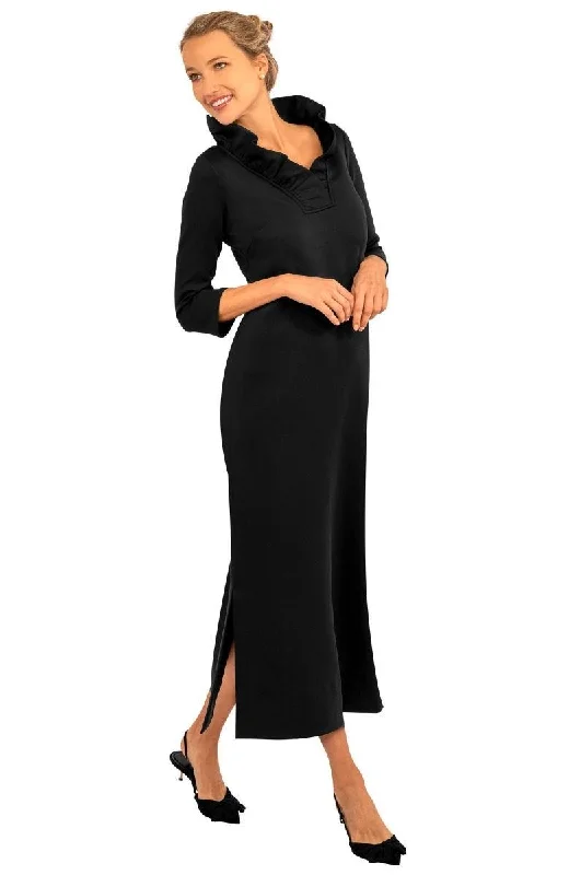 Mega Sale Gretchen Scott Ruff Neck Maxi Dress - Solid Black