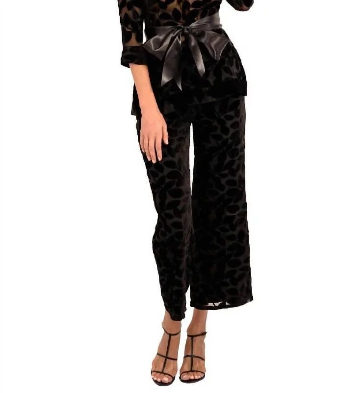 Women’s Clothes for All-Day Comfort and Style Palazzo Pant - Luxe Leaf Velvet In Black