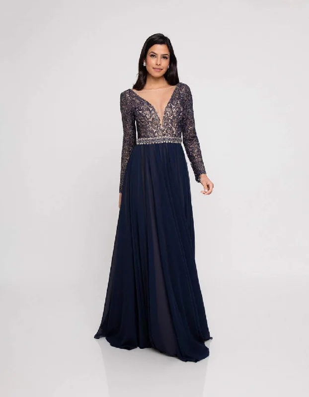 Season Sale Terani Couture - 1812M6650 Lace Long Sleeved A-line Gown