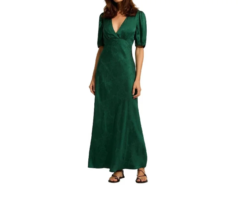 Flash Sale Clothing Pamela Midi Dress In Emerald Green Leonie Print