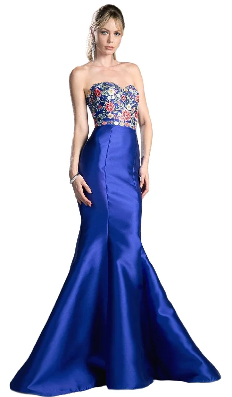 Top Brand Discounts Cinderella Divine - HW06 Floral Embellished Strapless Mermaid Evening Gown