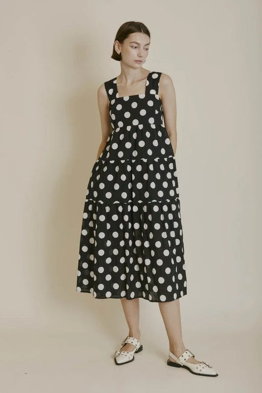 Style Versatile Women's Collection Polka Dot Midi Dress