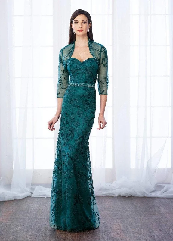 Huge Price Cut Mon Cheri Strapless Lace Gown with Sheer Bolero Jacket 217649 - 1 pc Teal In Size 14 Available