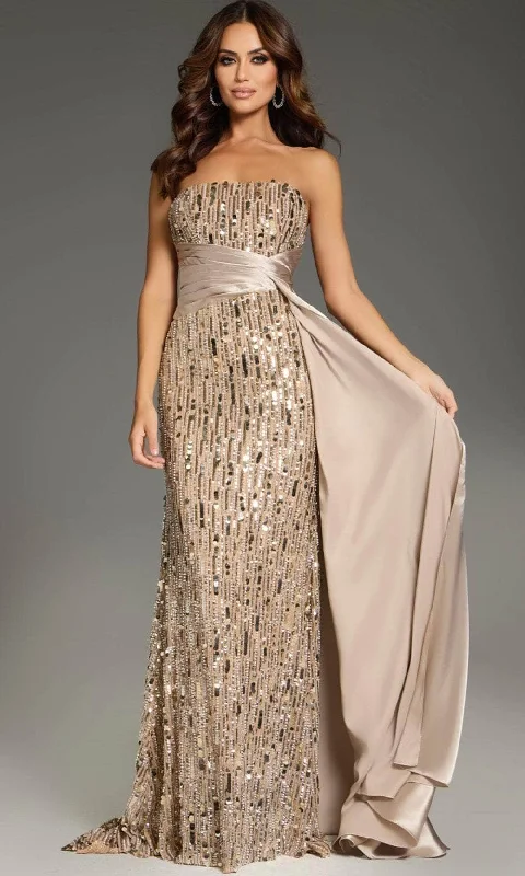 Laid-Back Elegance Jovani 42427 - Sequin Embellished Strapless Evening Gown