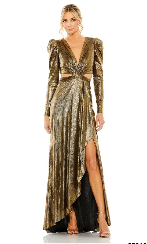 Clearance Event Mac Duggal 27060 - Metallic Cutout V-neck Evening Gown