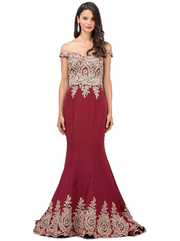 Hot Sale Dancing Queen 9946 - Off Shoulder Embellished Evening Gown