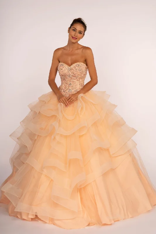 Enjoy Discount Elizabeth K - GL2515 Beaded Strapless Ruffled Ballgown