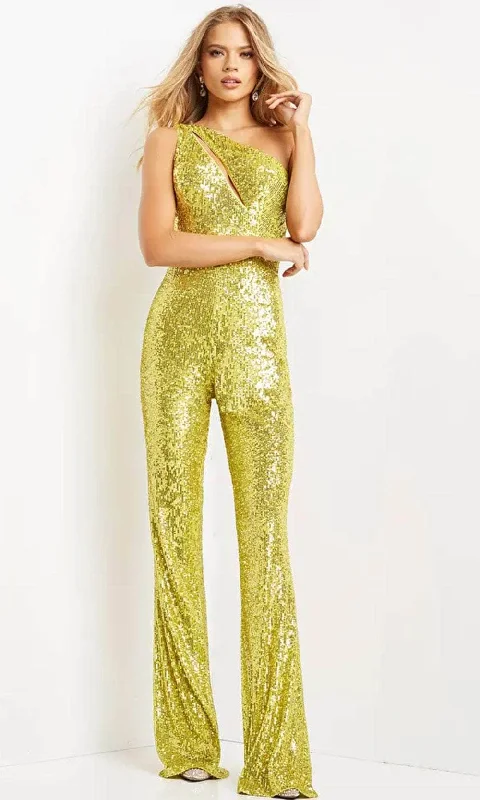 Versatile Style Wardrobe Jovani 9017 - Sequin One-Shoulder Jumpsuit