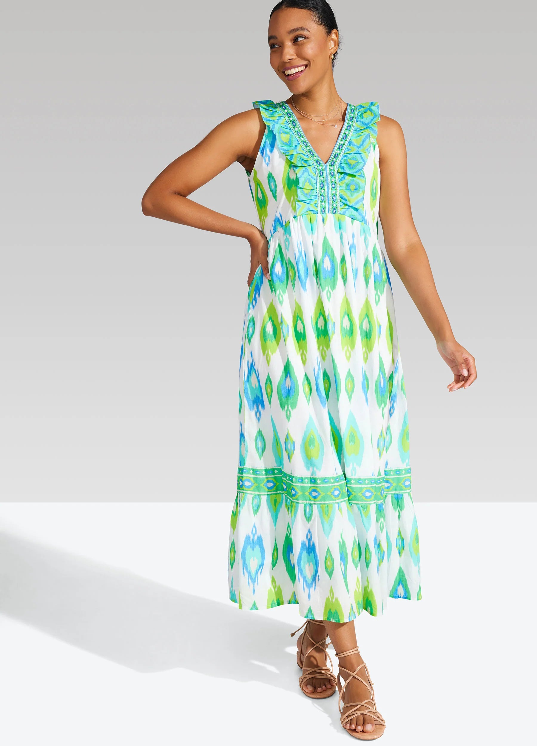 Urban Femme Streetwear Bella Tu Cefalu Maxi Dress - Ikat Turquoise