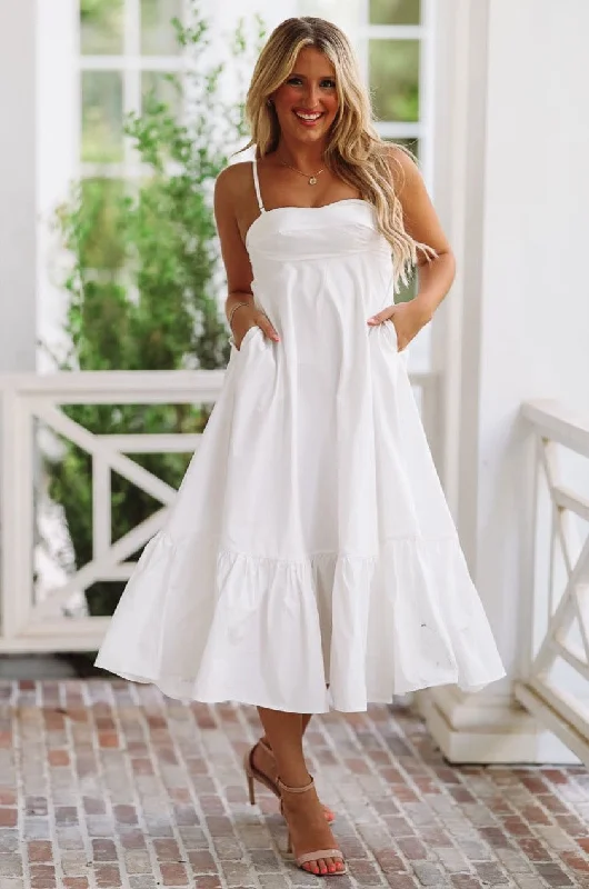 Quick Grab Deals Made for Madrid Midi Dress - White (FINAL SALE)