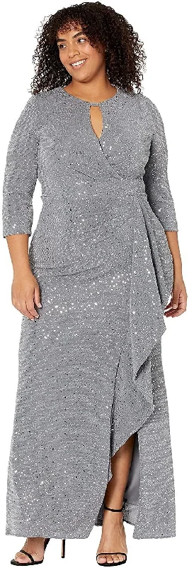 Crazy Price Slashing Alex Evenings AE8427599 Long Metallic Formal Dress