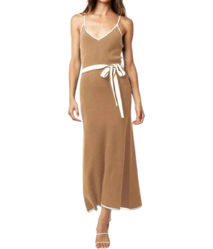 Summer Fashion Clara Knit Midi Dress In Brown