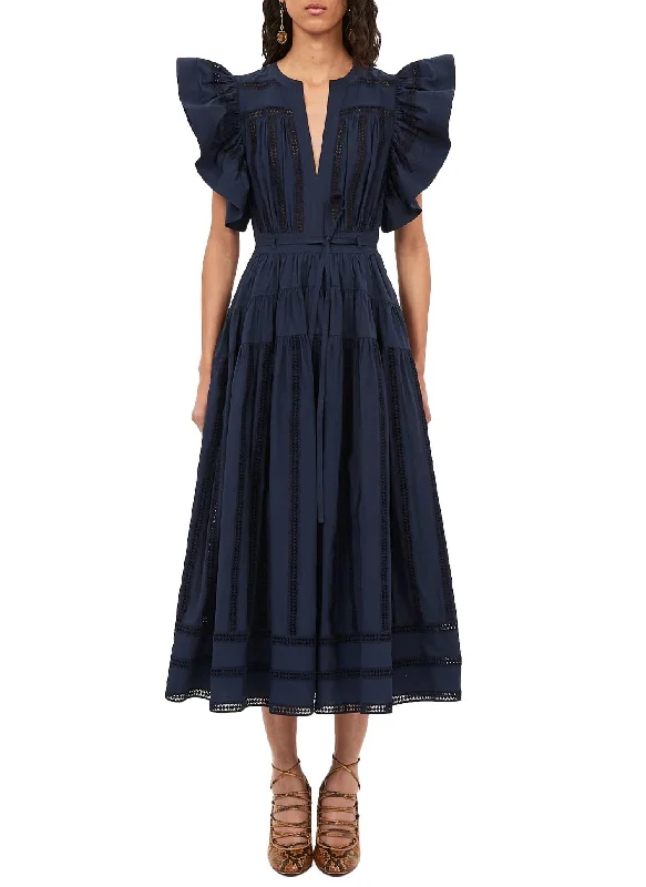 Women’s Outerwear for All Weather Conditions Emery Midi Dress In Navy