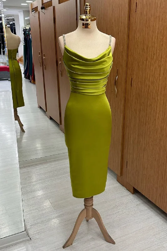 Sale On Sale Olive Green Cowl Neck Midi Dress