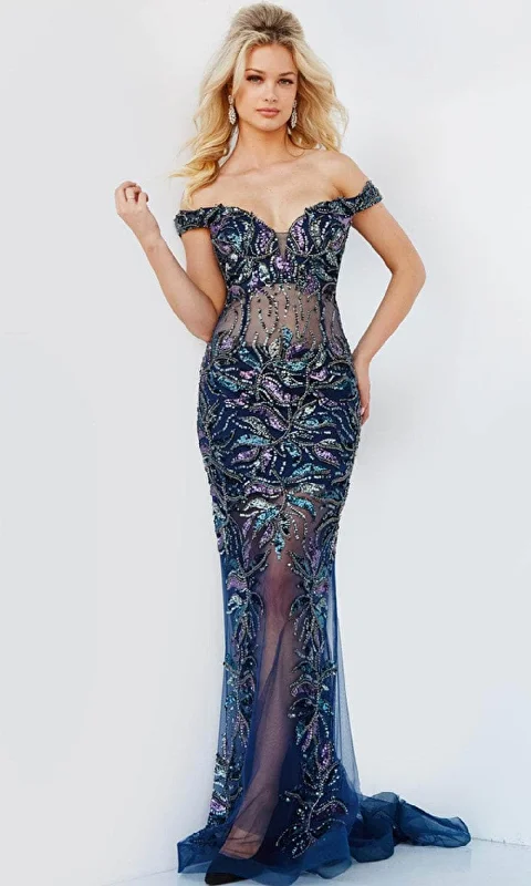 Clothes Sales Jovani 23760 - Off Shoulder Beaded Translucent Gown