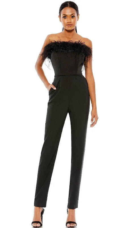 Elegant Attire For The Modern Lady Ieena Duggal 68146 - Feathered Strapless Jumpsuit