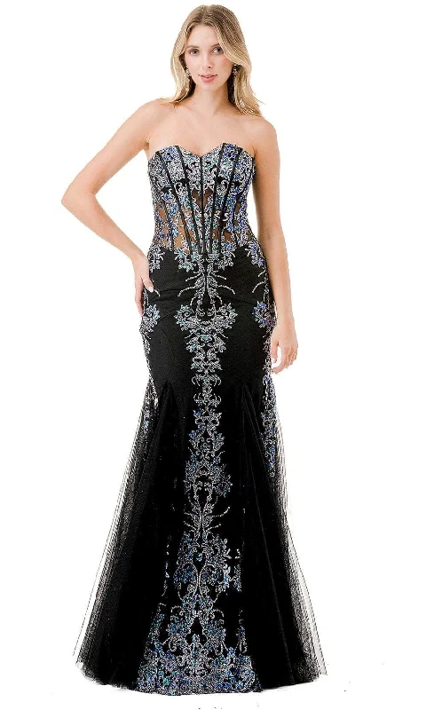 Latest Trends Trevi Collection L2869W - Strapless Embroidered Prom Gown