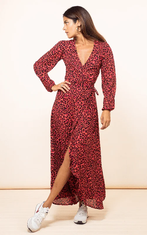 Season Sale Jagger Maxi Dress In Ruby Red Leopard