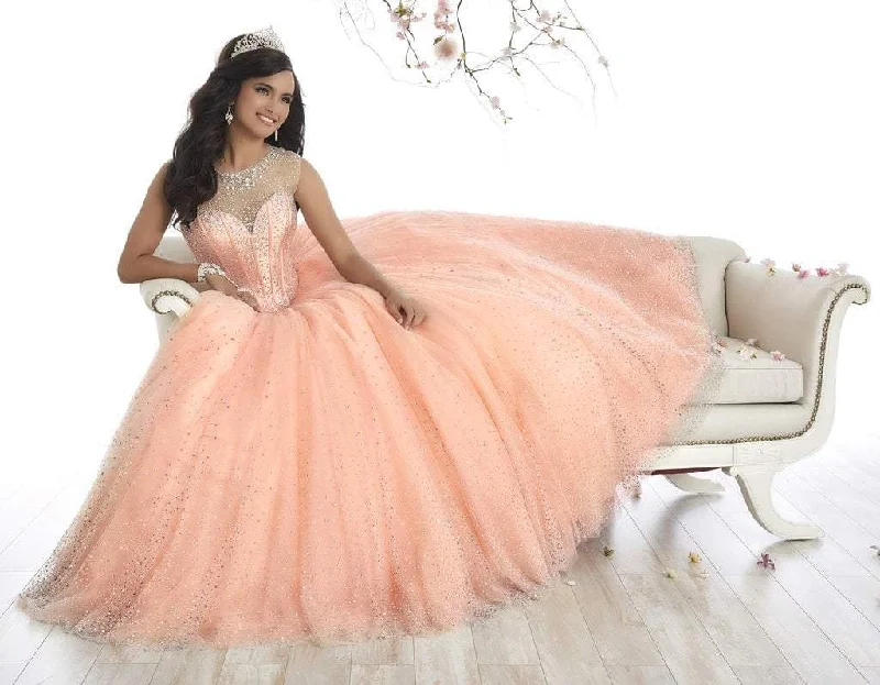 Comfortable Casual Women’s Clothing Quinceanera Collection - 26866 Sparkly Illusion Lace Up Back Ballgown