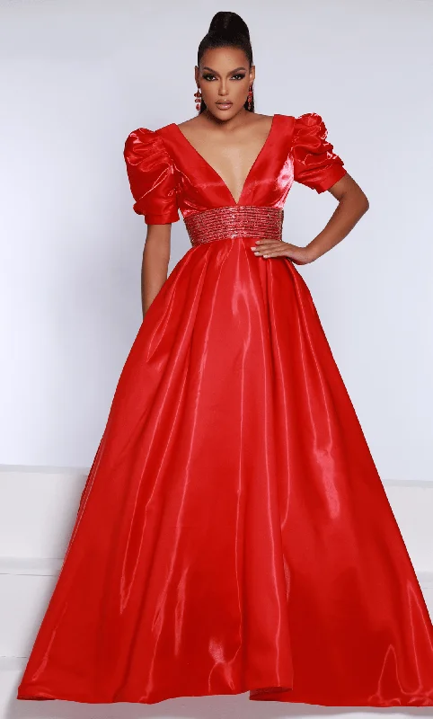 Elegant Women’s Clothing Johnathan Kayne 2692 - Short Puff Sleeve Ballgown