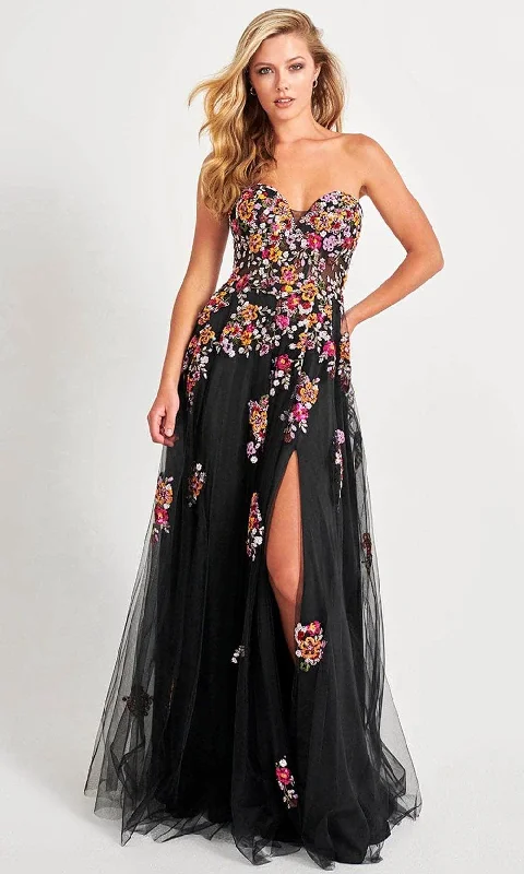 Fashion Forward Outfits Faviana 11028 - Strapless Floral Appliqued Prom Modest Prom Gown