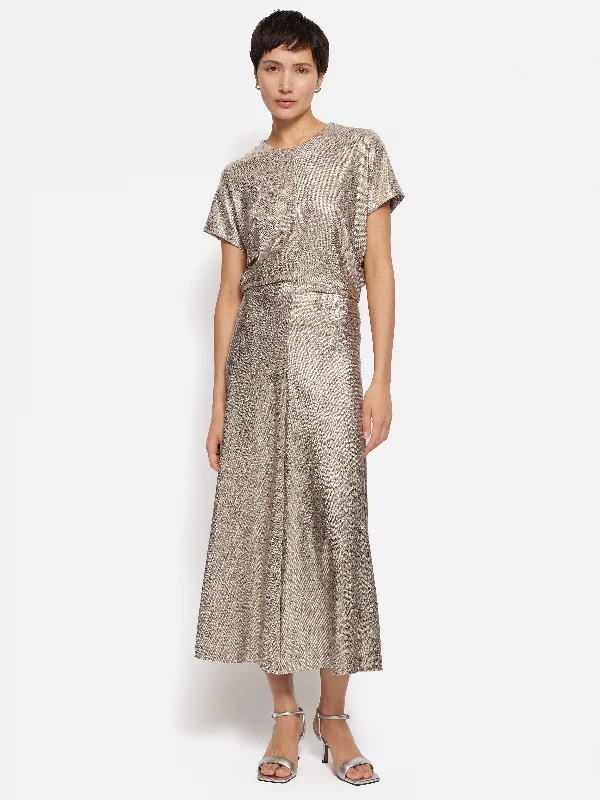 Premium Quality Garments Metallic Maxi Dress | Gold