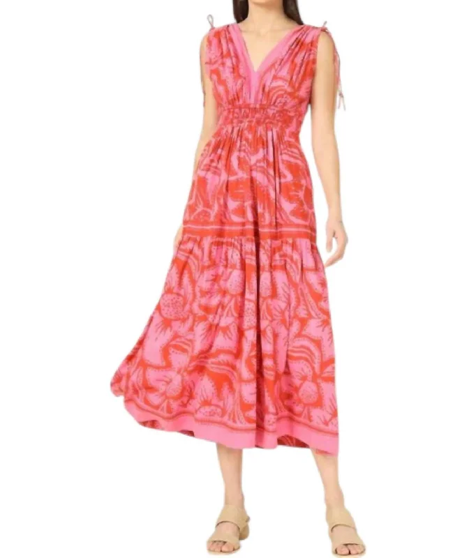 Fashion Forward Rosalita Midi Dress In Cierra Grapefruit