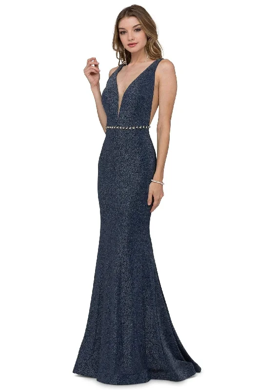 Style Upgrade Cecilia Couture - 1418 Plunging V Neck and Back Sleeveless Mermaid Gown