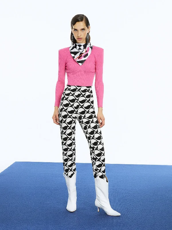 Stylish Spring Fashion Printed High-Waisted Pants