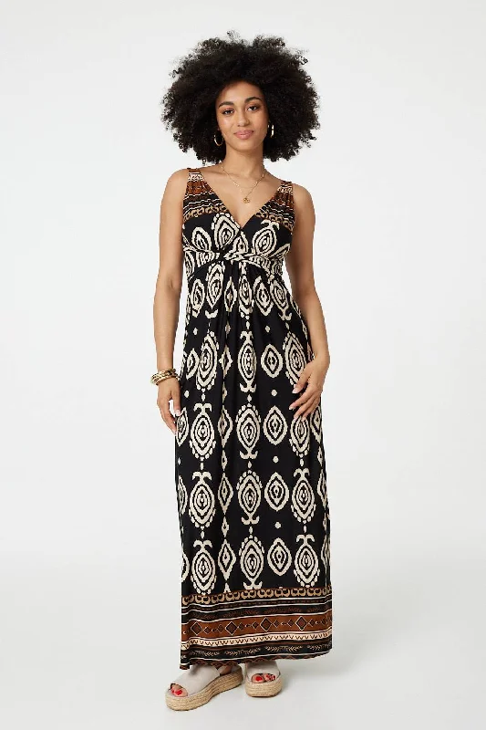 Effortless Everyday Wear Printed Sleeveless Empire Maxi Dress