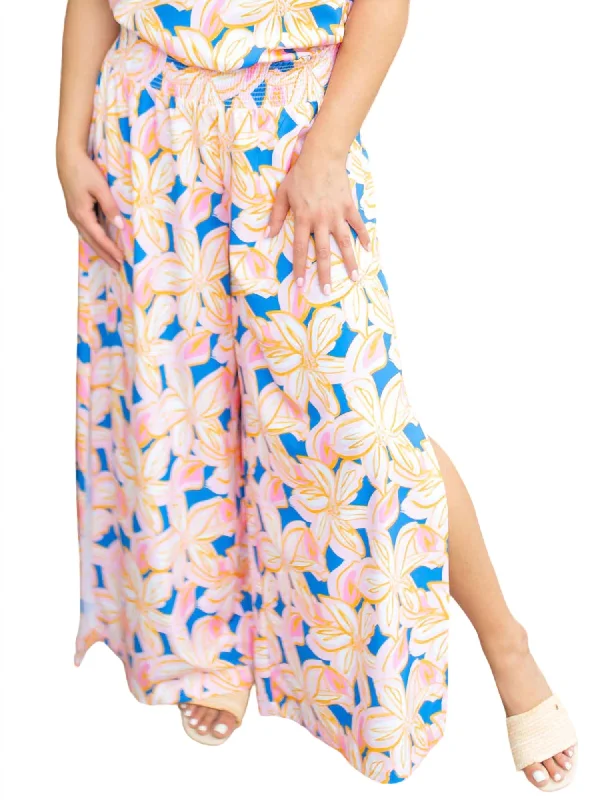 Day To Night Styles Smocked Waist Pull-On Pant In Paradise View Blue