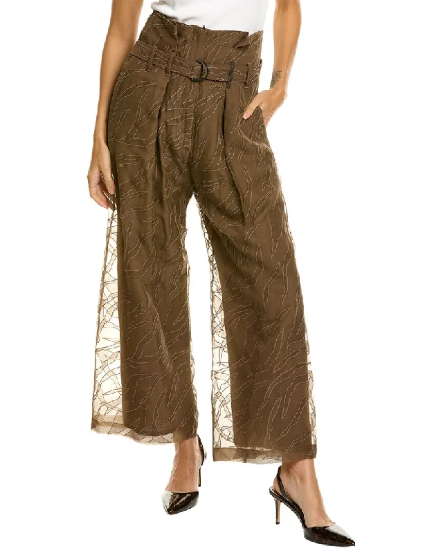 Special Occasion Wear Brunello Cucinelli Embroidered Silk Pant