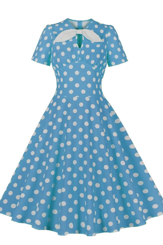 Flash Sales This Week Audrey Hepburn' Style Polka Dot Short Sleeve Midi Dress