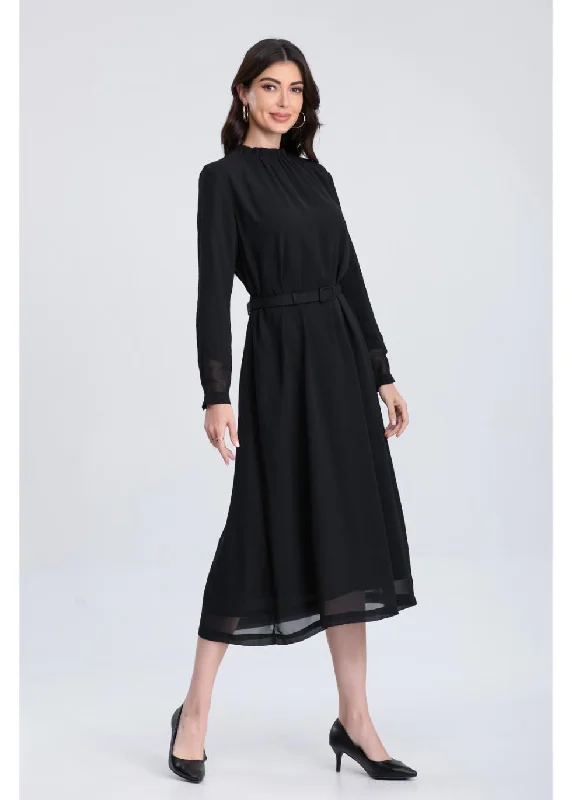 Trendy Styles Midnight Belted Midi Dress