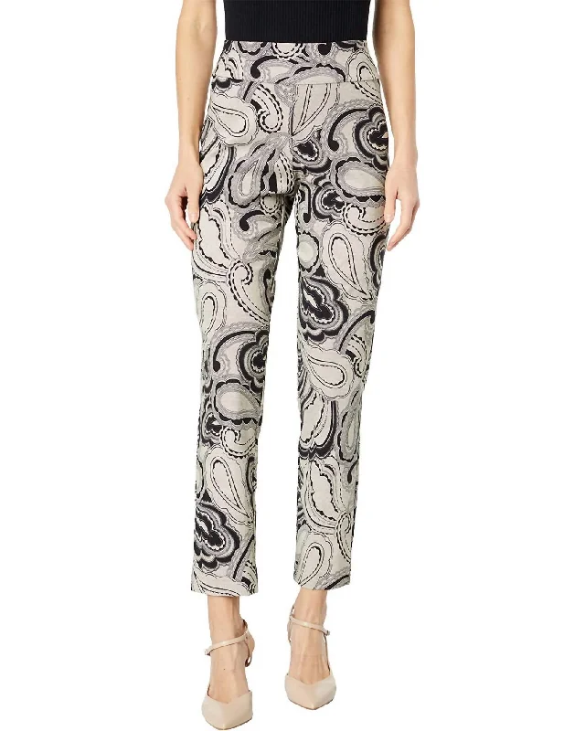 Woman Clothing Paisley Pull On Pant In Black/tan