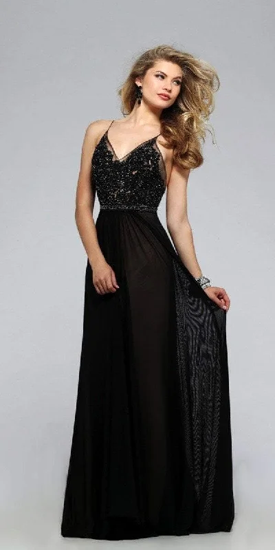 Women’s Outerwear for All Weather Conditions Faviana Sheer Lace Appliqued Chiffon A-Line Gown