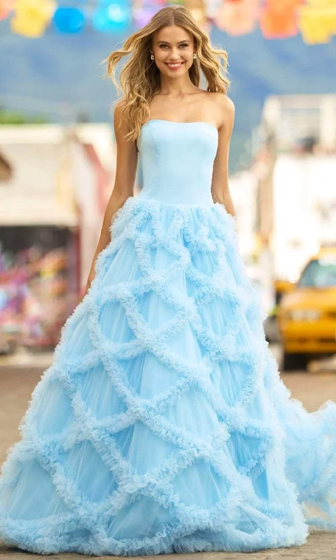 Fashionista Favorites Sherri Hill 55598 - Lattice Ruffles Strapless Ballgown