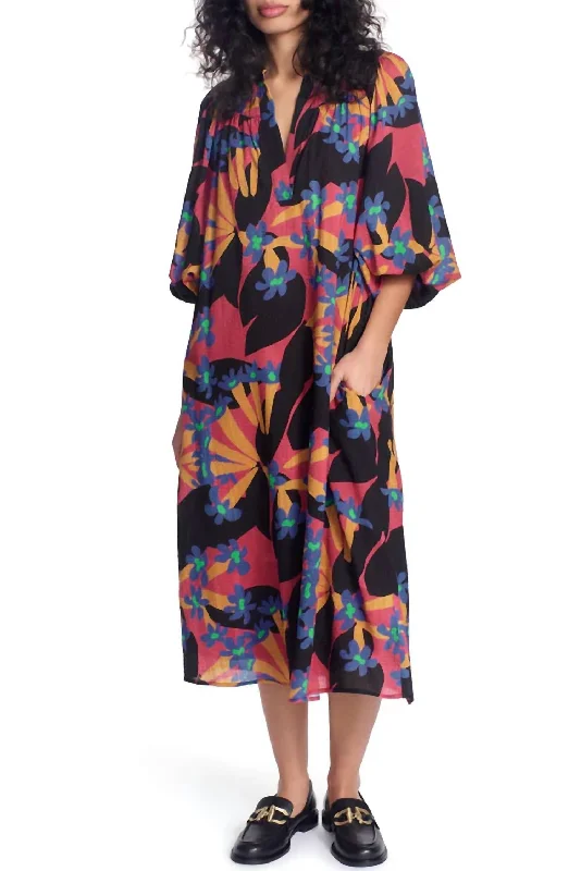 Popular Collection Leslie Midi Dress In Multi